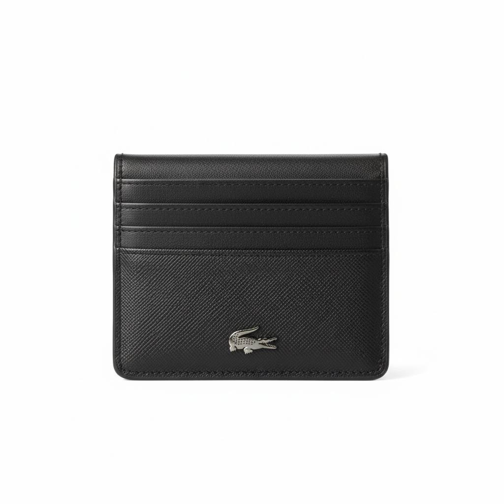 Lacoste Leather Card Holder β Black ππ€