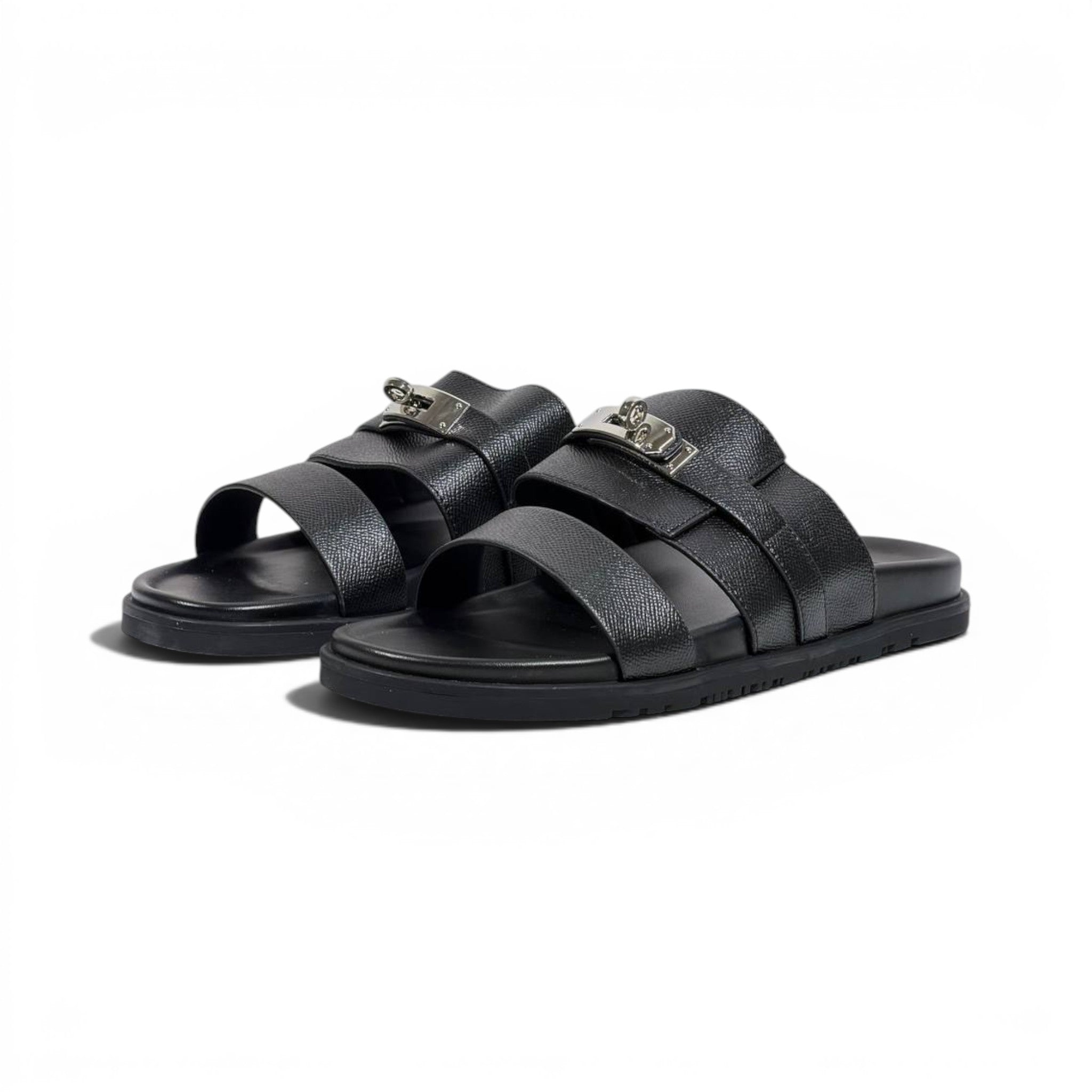 Hermès Black Luxury Slide Sandals – Premium Designer Summer Slippers 🖤✨