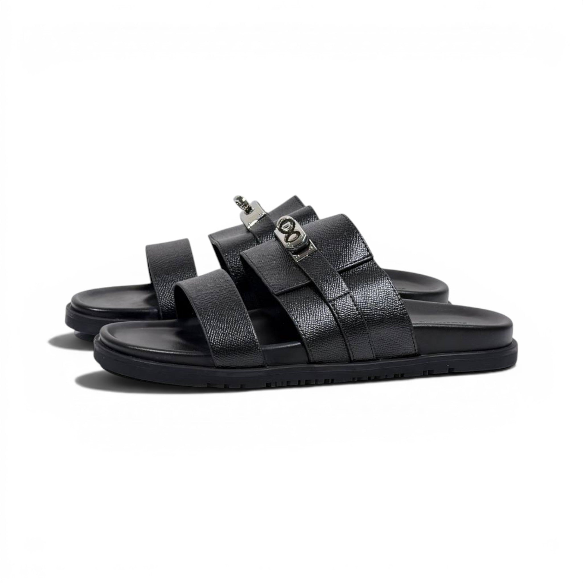 Hermès Black Luxury Slide Sandals – Premium Designer Summer Slippers 🖤✨