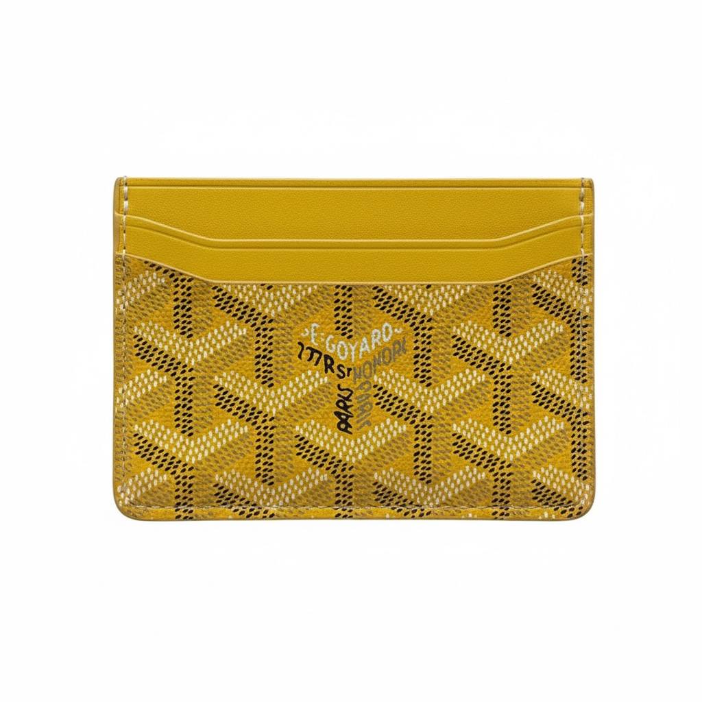 💛 GOYARD Paris Yellow Chevron Card Holder – Made in France 🇫🇷✨