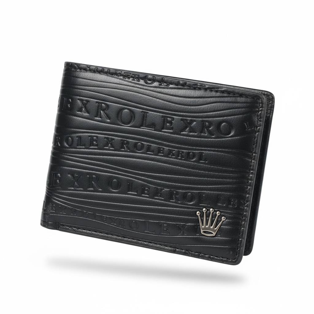 🖤👑 Rolex Embossed Leather Wallet – Signature Black Edition