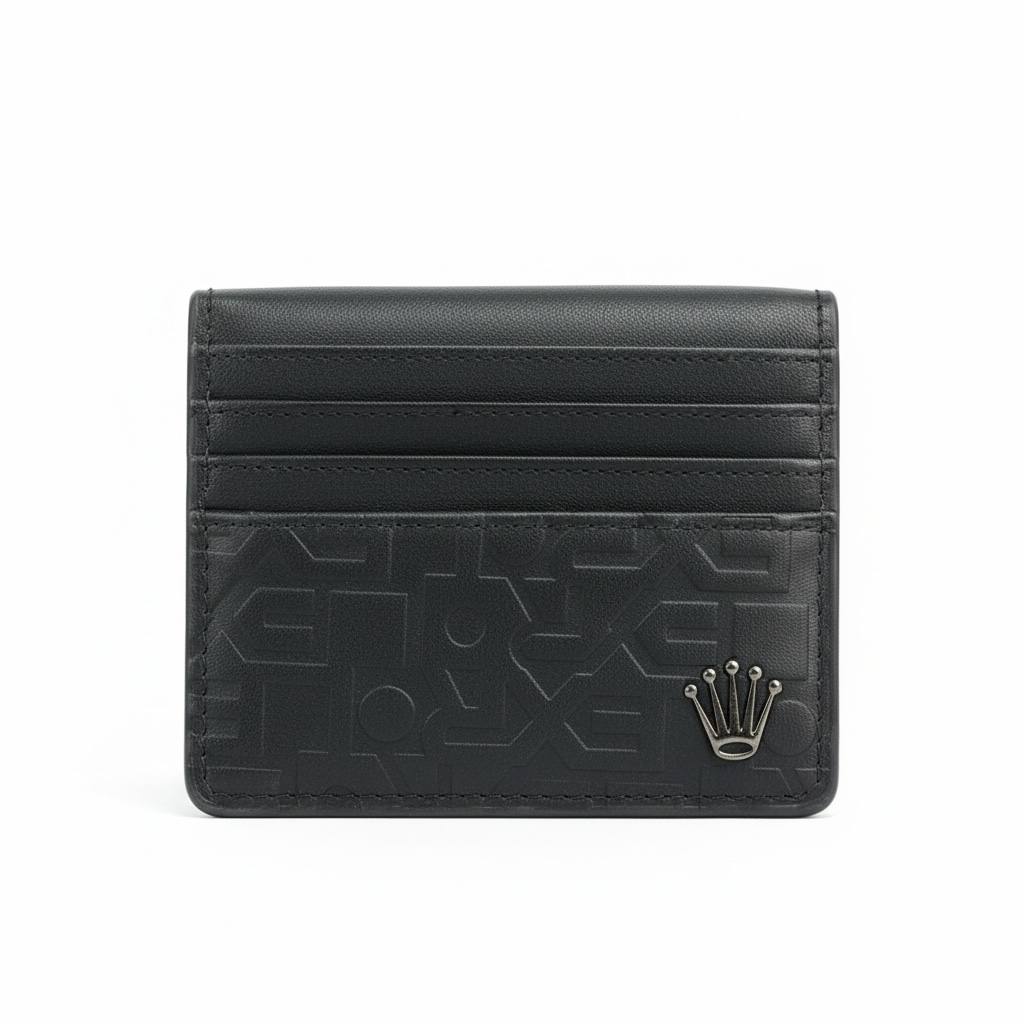 π€π Rolex Embossed Leather Card Holder β Black Signature Edition