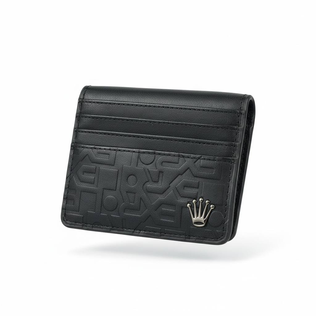 π€π Rolex Embossed Leather Card Holder β Black Signature Edition