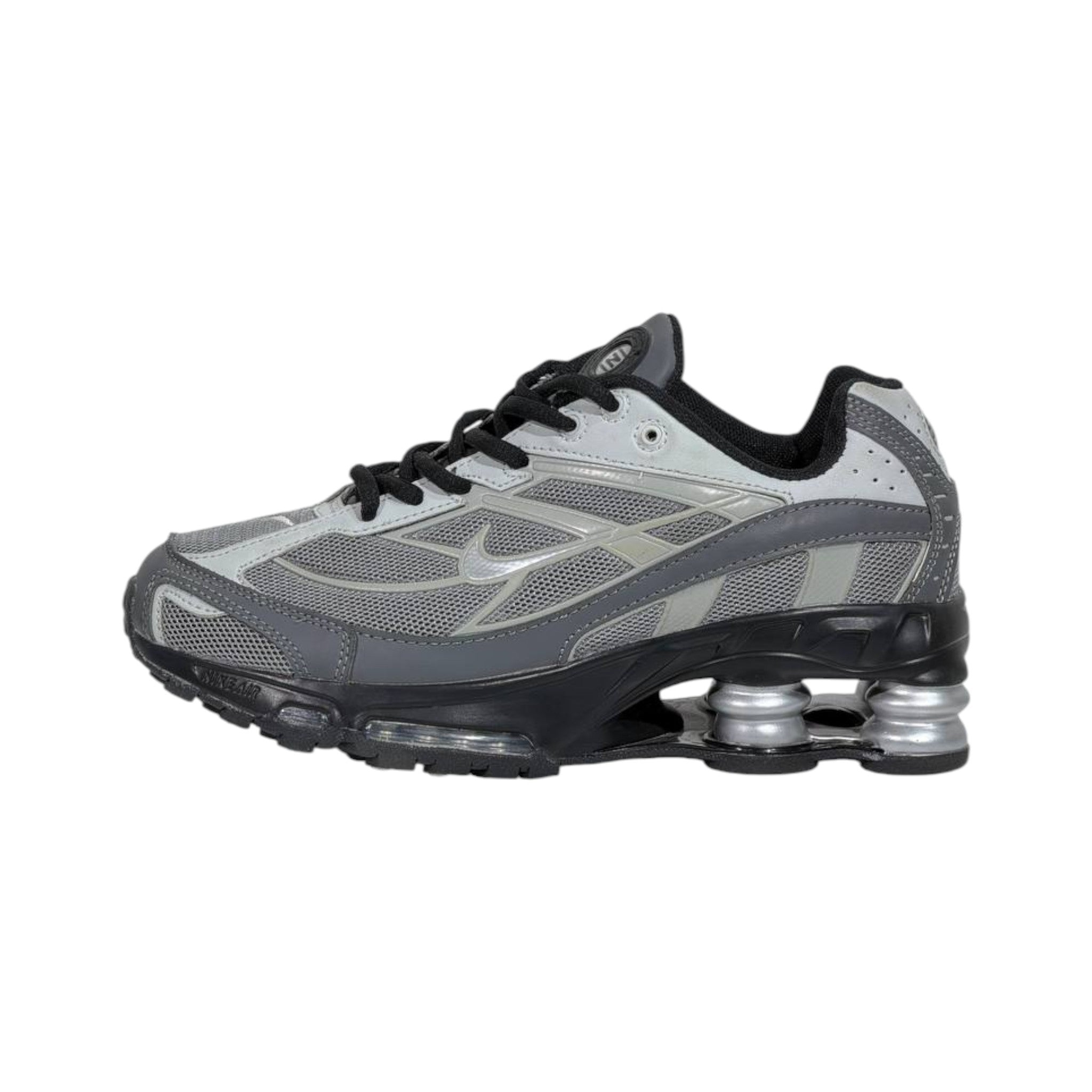 β‘π©Ά Nike Shox R4 Silver Grey Retro Running Sneakers β Y2K Streetwear Cushion Shoes ππ₯