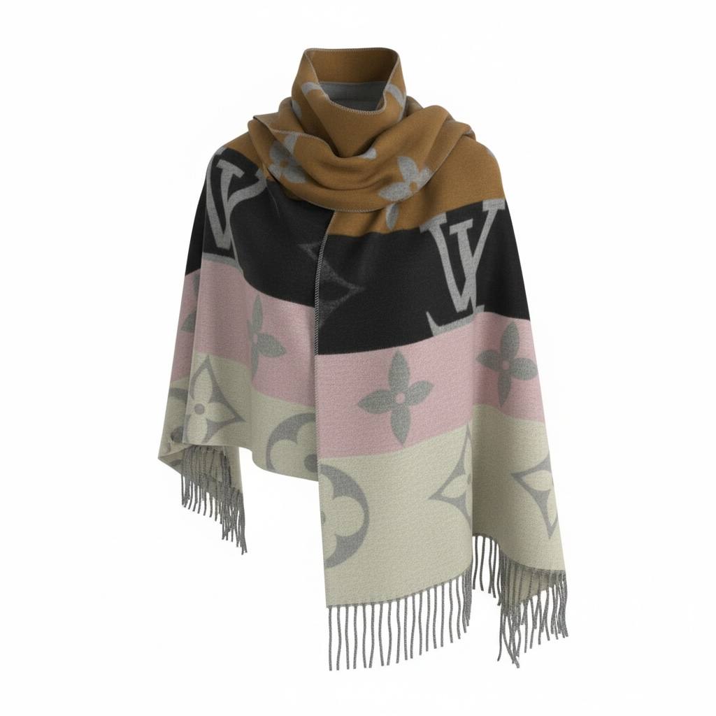 Louis Vuitton Multicolor Monogram Scarf π§£β¨ | Oversized Fringe Luxury