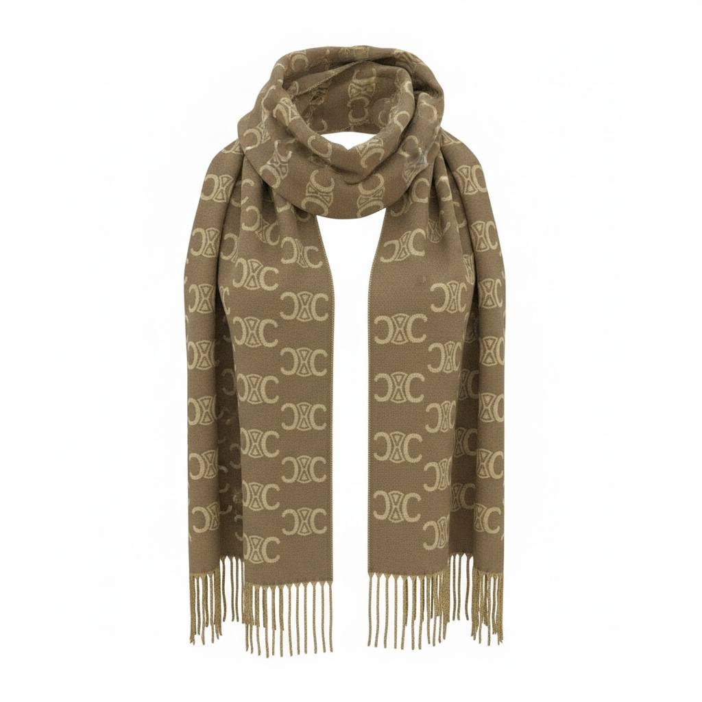 Celine Triomphe Monogram Scarf π€β¨ | Timeless Neutral Luxury