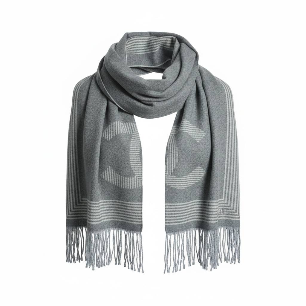 Chanel CC Logo Grey Scarf π©Άβ¨ | Classic Parisian Luxury
