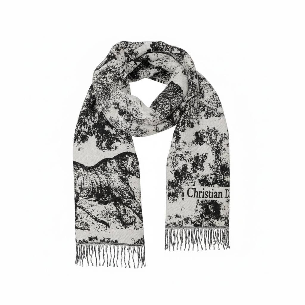Christian Dior Monochrome Scenic Scarf 🖤🤍 | Artistic Heritage Elegance