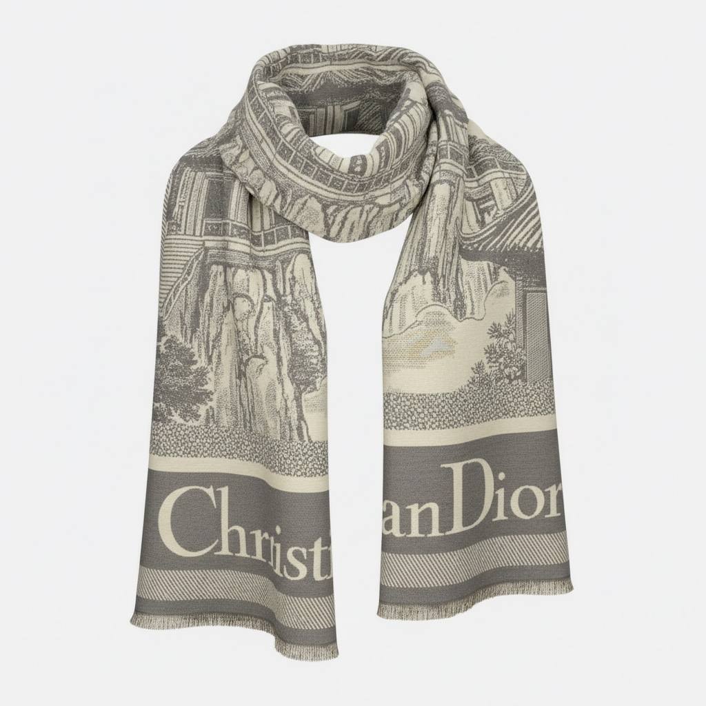 Christian Dior Toile Scarf 🩶✨ | Heritage Grey Elegance
