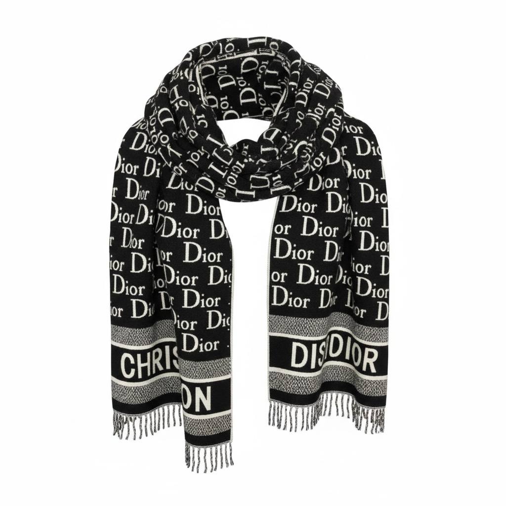 Christian Dior All-Over Logo Scarf 🖤✨ | Bold Black Icon