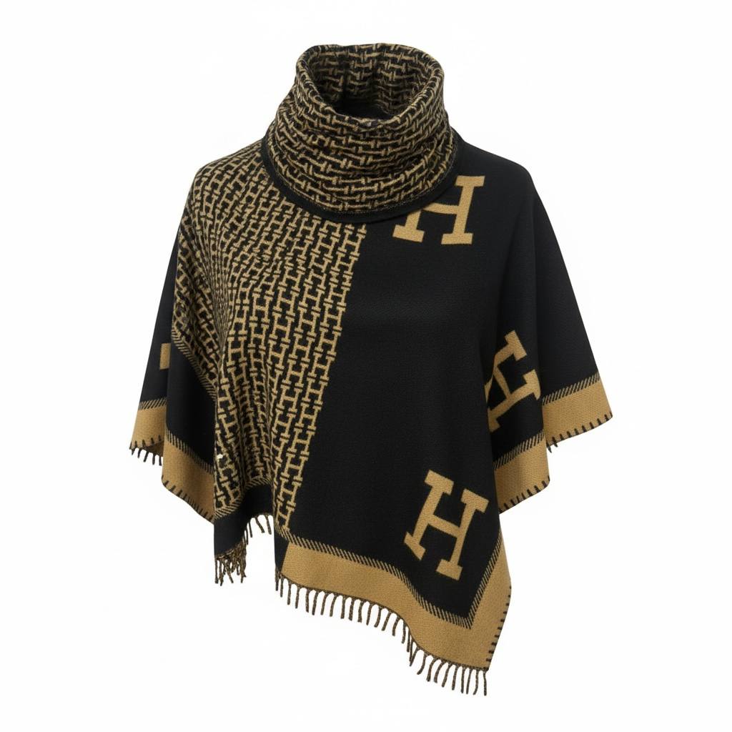 HermΓ¨s H Poncho Scarf β Black & Gold π§£β¨