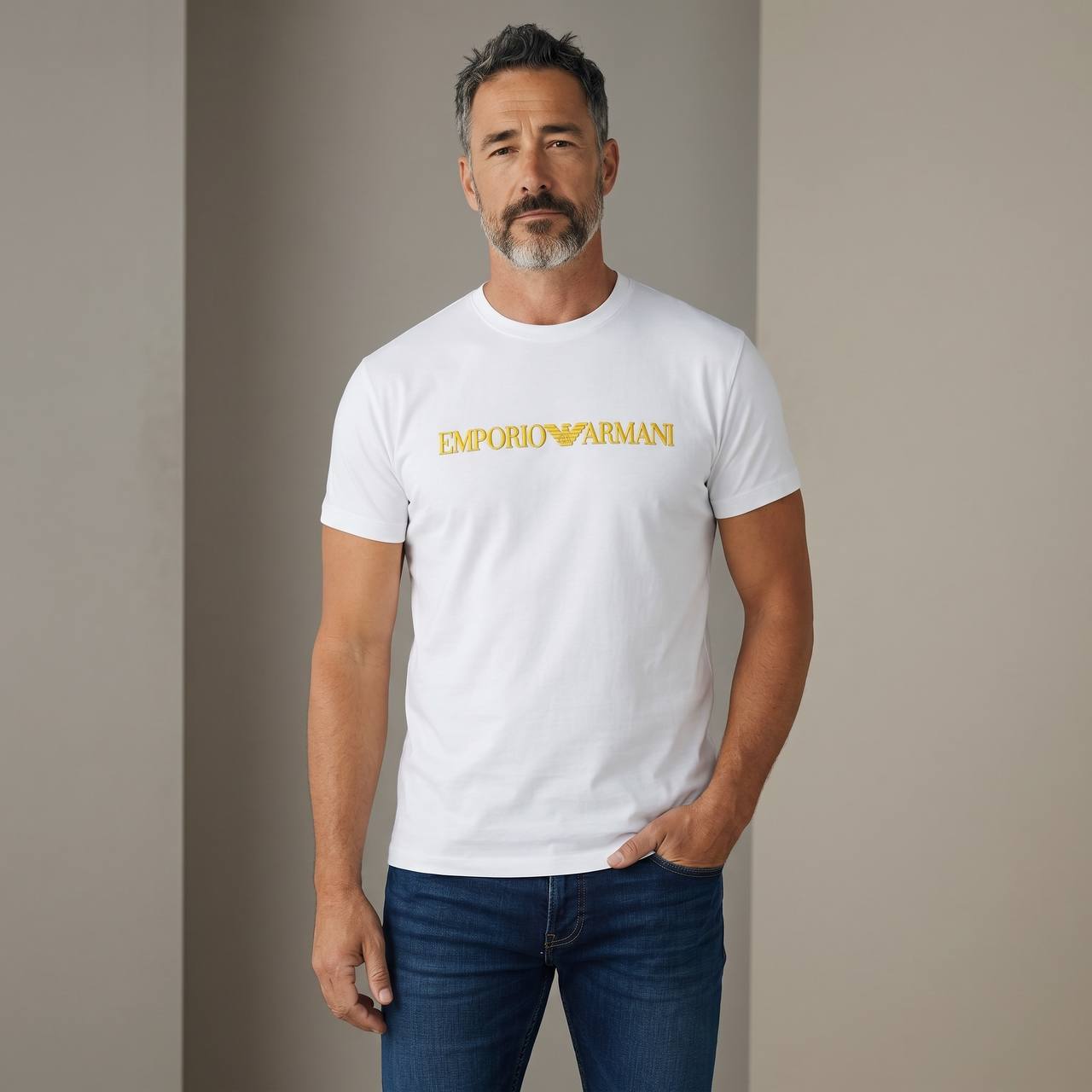 Emporio Armani Gold Signature T-Shirt β Pure White β¨π€