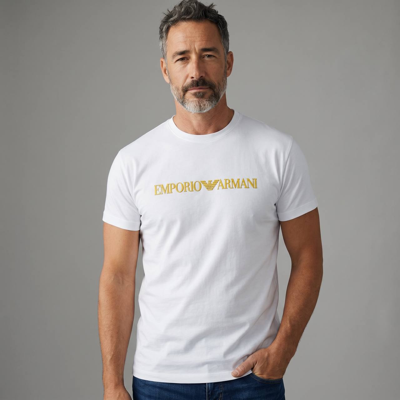Emporio Armani Gold Signature T-Shirt β Pure White β¨π€