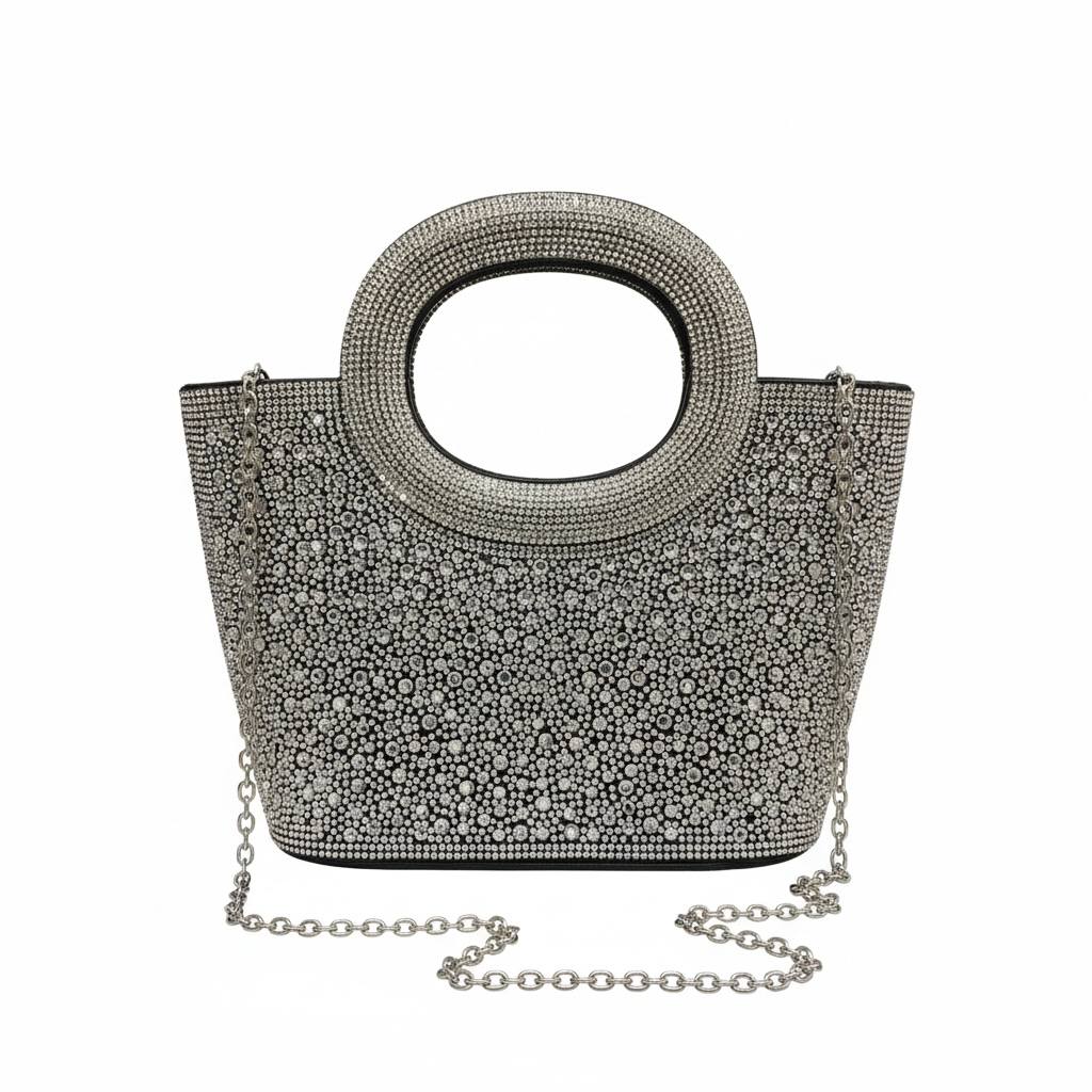 Crystal Luxe Statement Tote Bag β¨π€ | Rhinestone Evening Handbag with Chain Strap