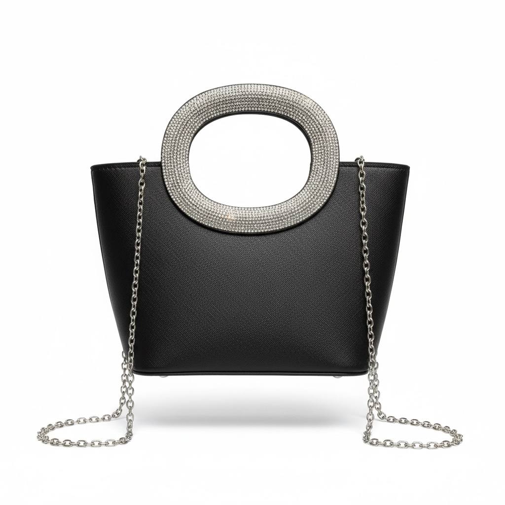 Crystal Luxe Statement Tote Bag β¨π€ | Rhinestone Evening Handbag with Chain Strap