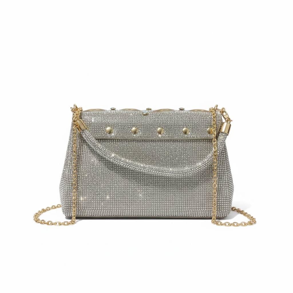 Golden Crystal Glam Clutch β¨π | Rhinestone & Amber Stone Evening Bag