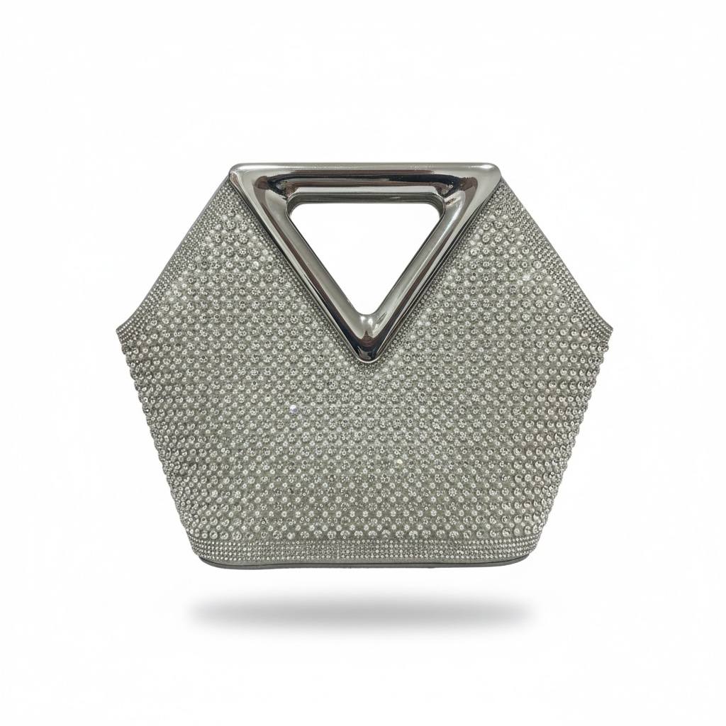 Silver Prism Crystal Handbag ✨🩶 | Geometric Rhinestone Statement Bag