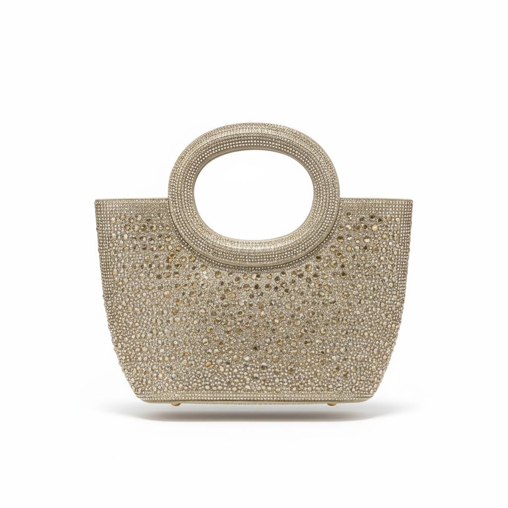 Champagne Crystal Halo Tote ✨🥂 | Luxury Rhinestone Statement Handbag