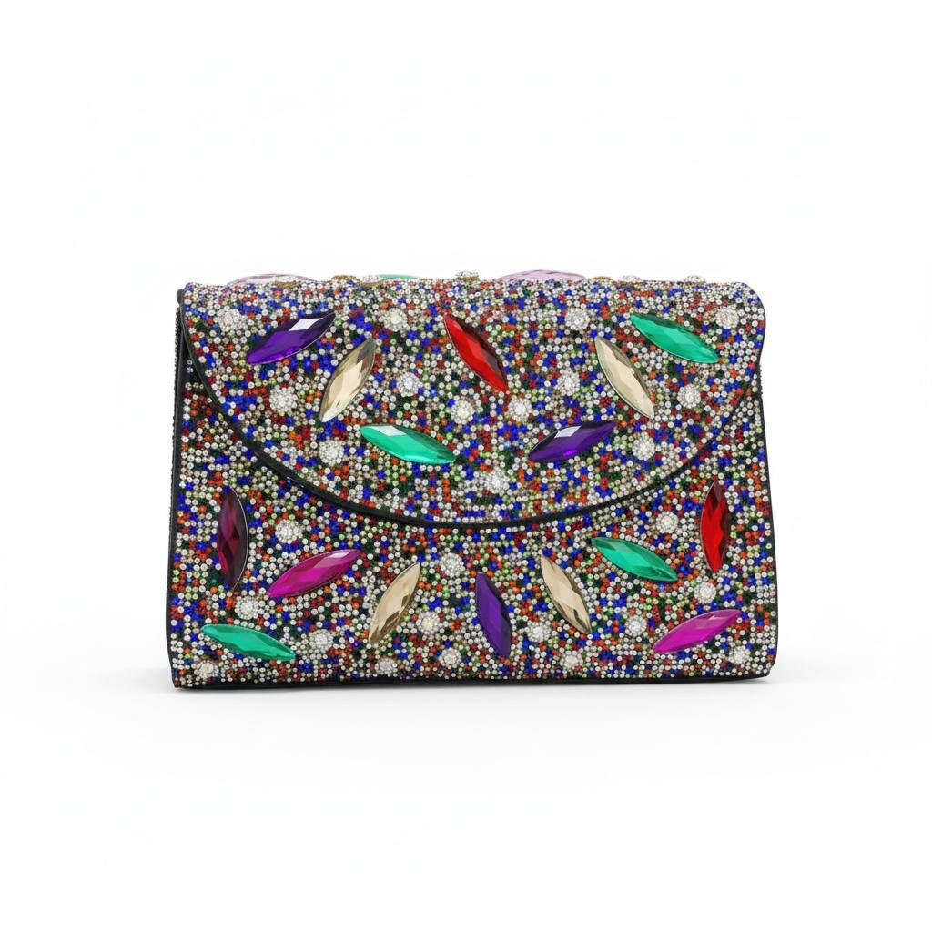 Rainbow Jewel Crystal Clutch β¨π | Multicolor Embellished Statement Evening Bag
