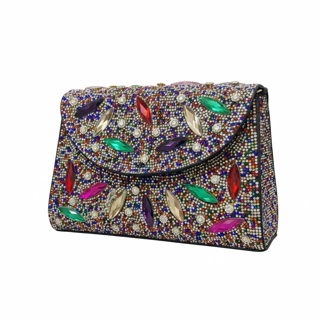Rainbow Jewel Crystal Clutch β¨π | Multicolor Embellished Statement Evening Bag