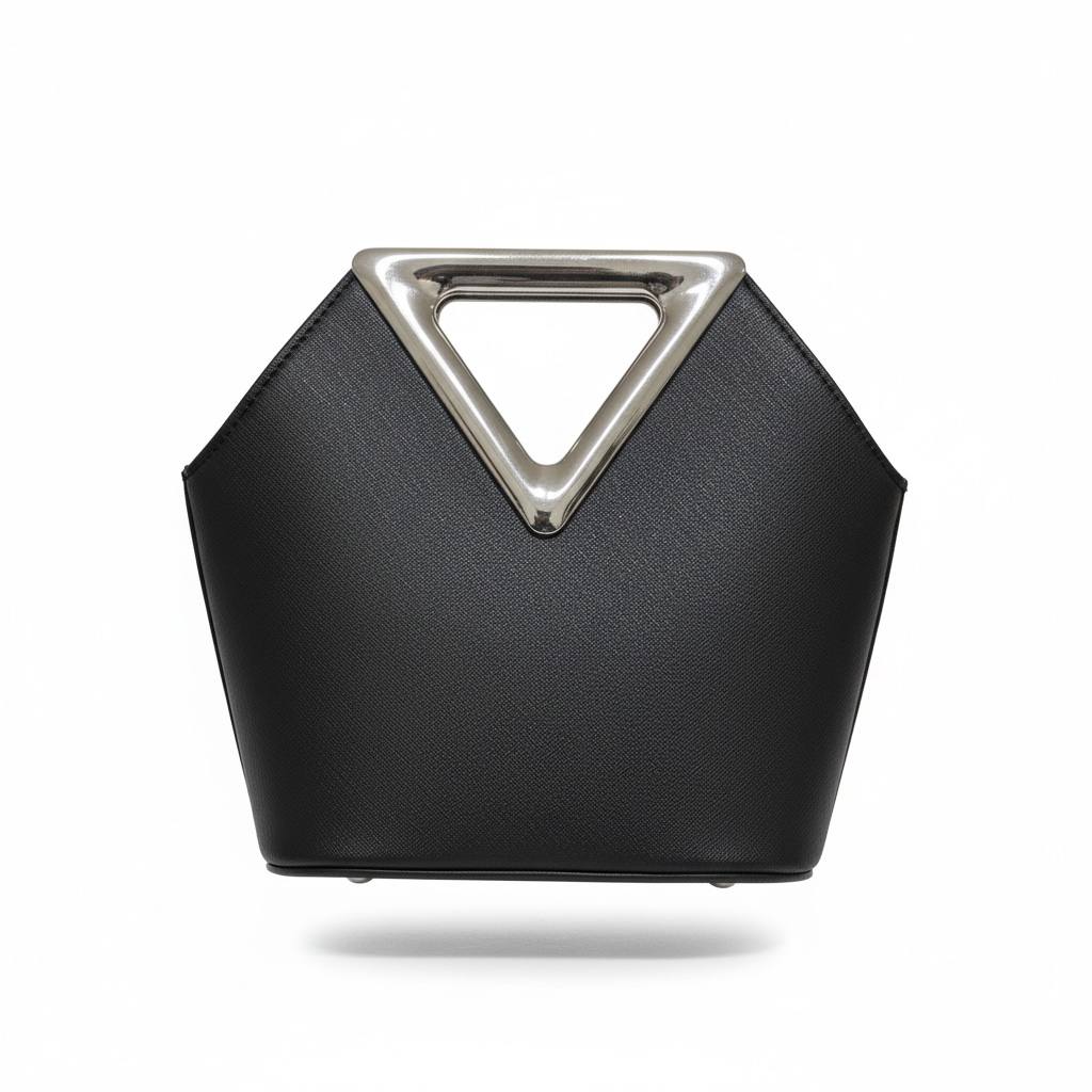 Midnight Prism Crystal Handbag β¨π€ | Geometric Metallic Handle Statement Bag