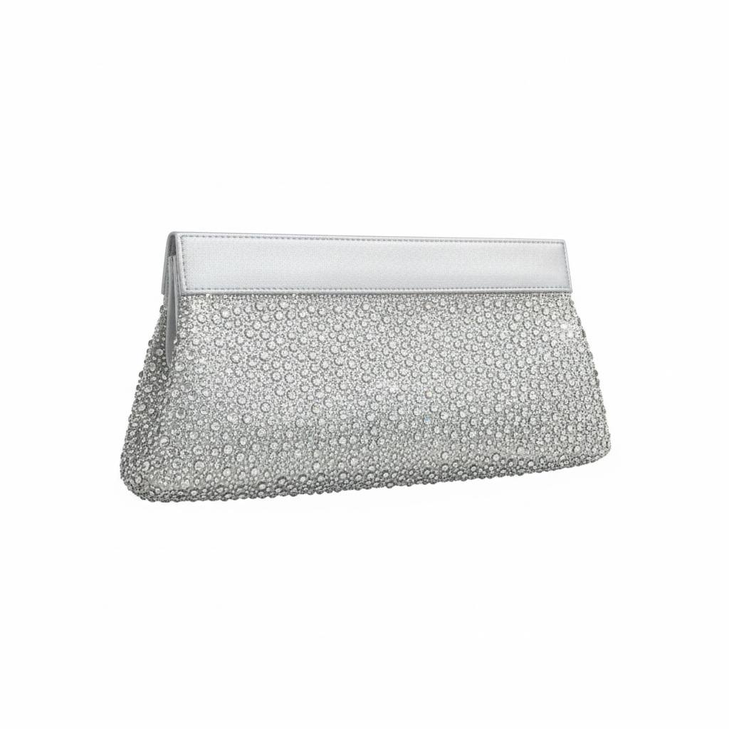 Silver Diamond Clasp Crystal Clutch β¨π€ | Luxury Evening Sparkle Bag