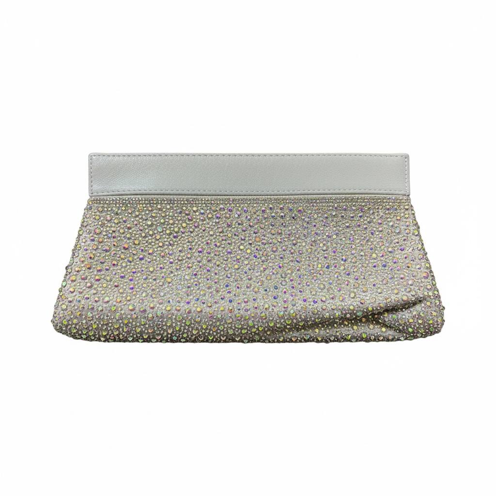 Silver Aurora Crystal Clutch ✨🤍 | Diamond Clasp Evening Bag