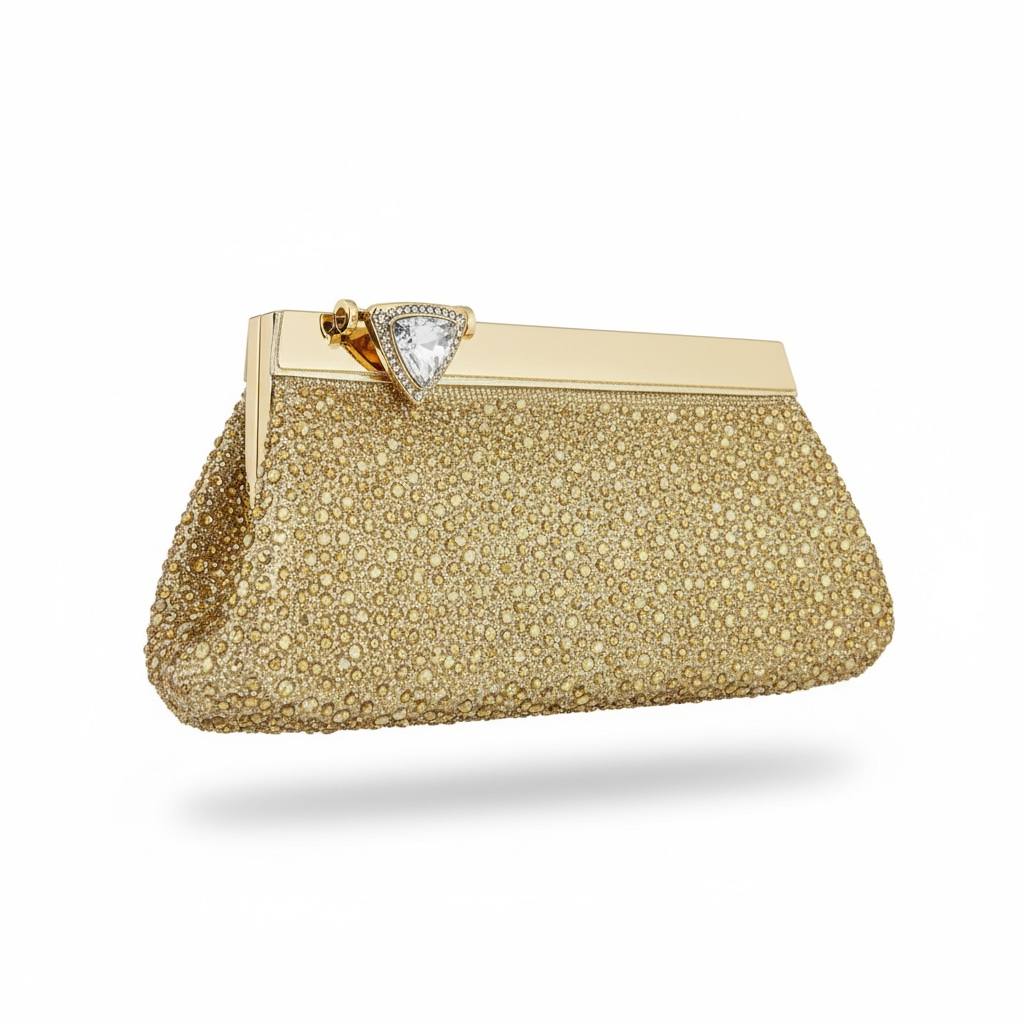 Golden Diamond Clasp Crystal Clutch β¨π | Luxury Evening Glam Bag