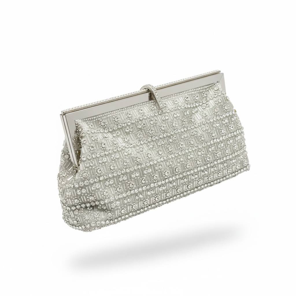 Silver Royale Crystal Clutch β¨π€ | Embellished Statement Evening Bag
