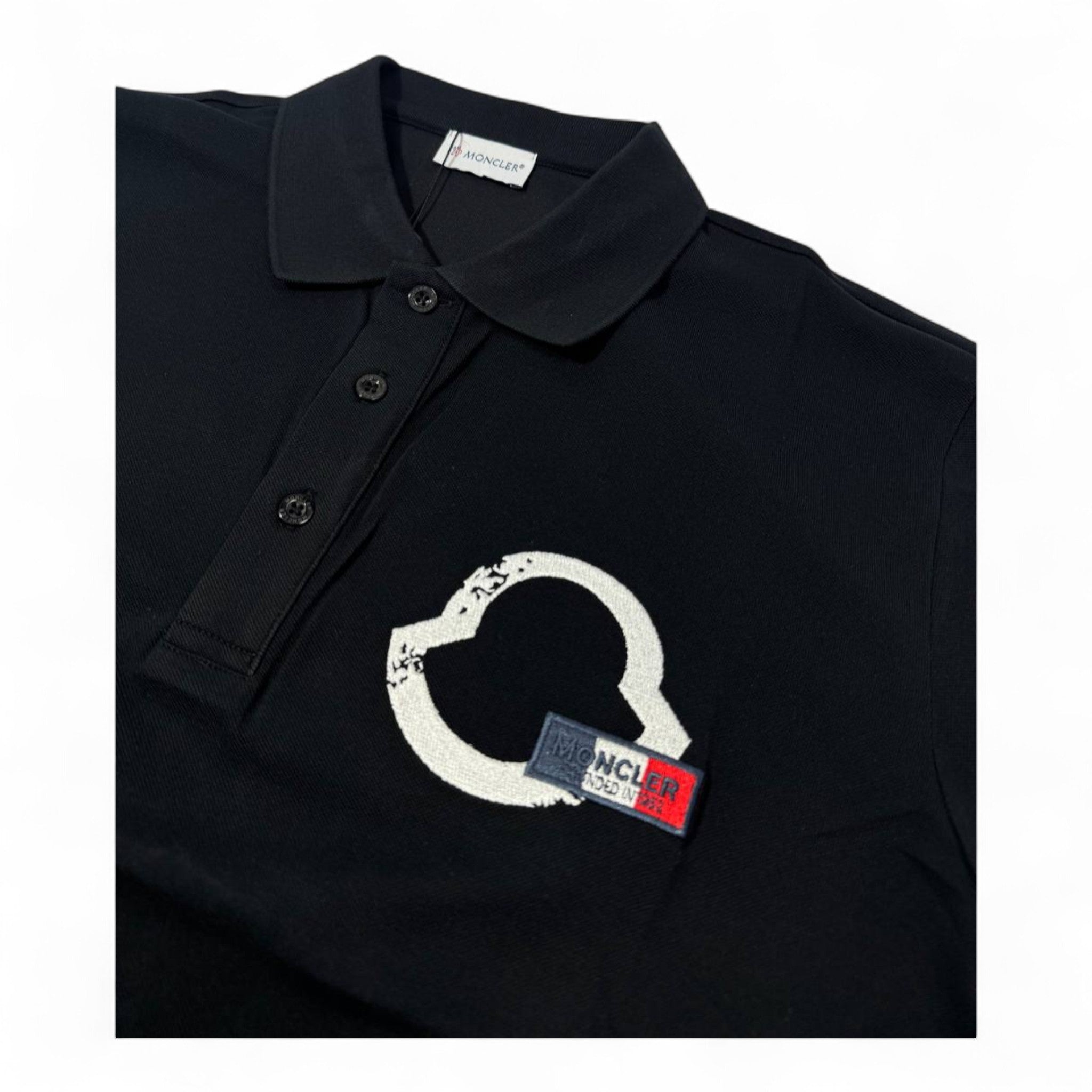 ๐ง Moncler Graphic Logo Polo โ Black with Iconic Patch ๐ซ๐ทโจ