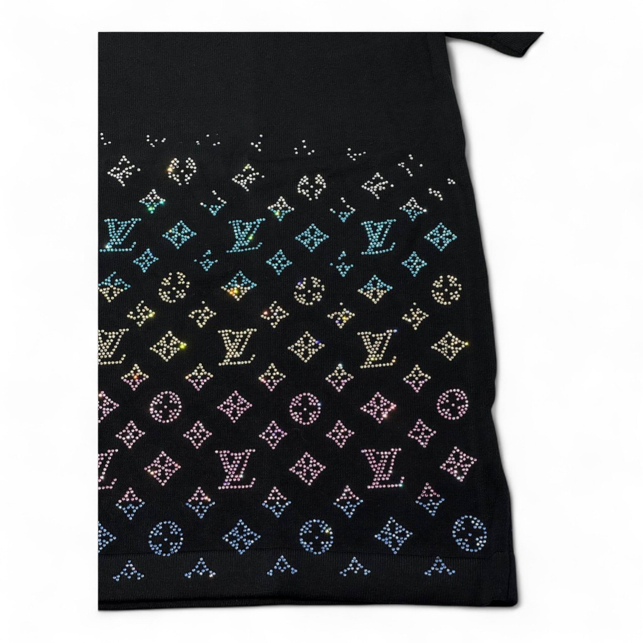 Louis Vuitton Monogram Crystal Gradient Tee – Black Rainbow Sparkle