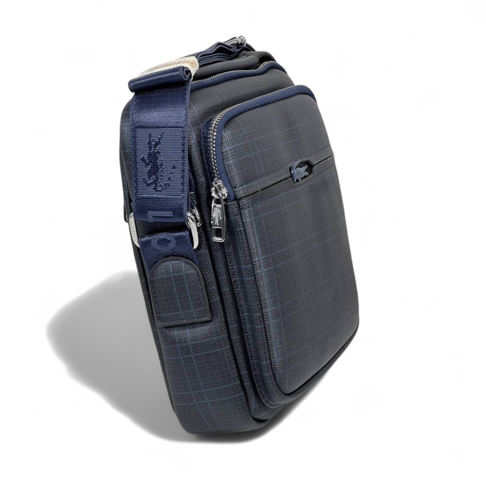 đ Lacoste Navy Grid Crossbody Bag â Timeless Sport-Luxury Redefined