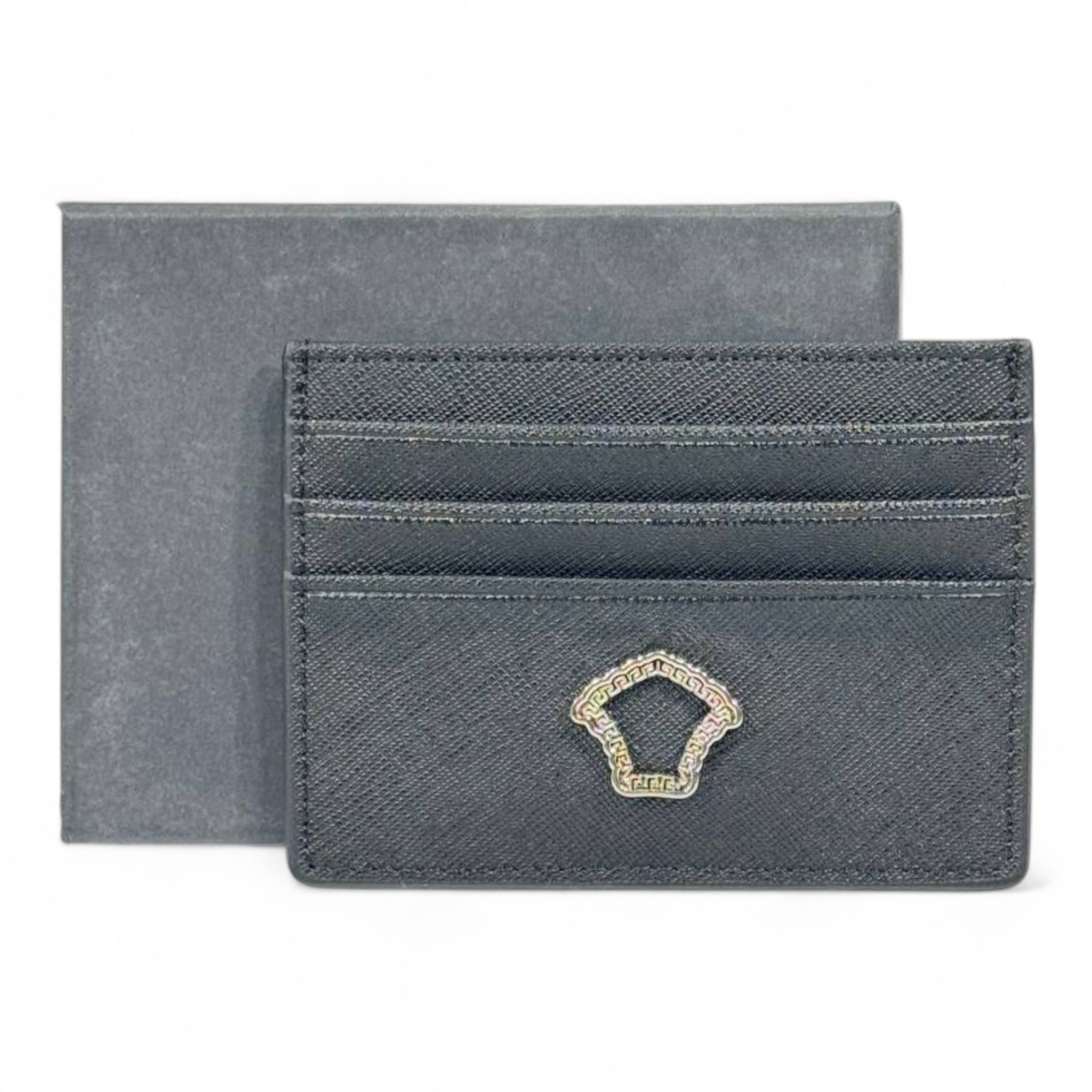 🖤 Versace Black Leather Card Holder – Timeless Luxury with Iconic Detailing