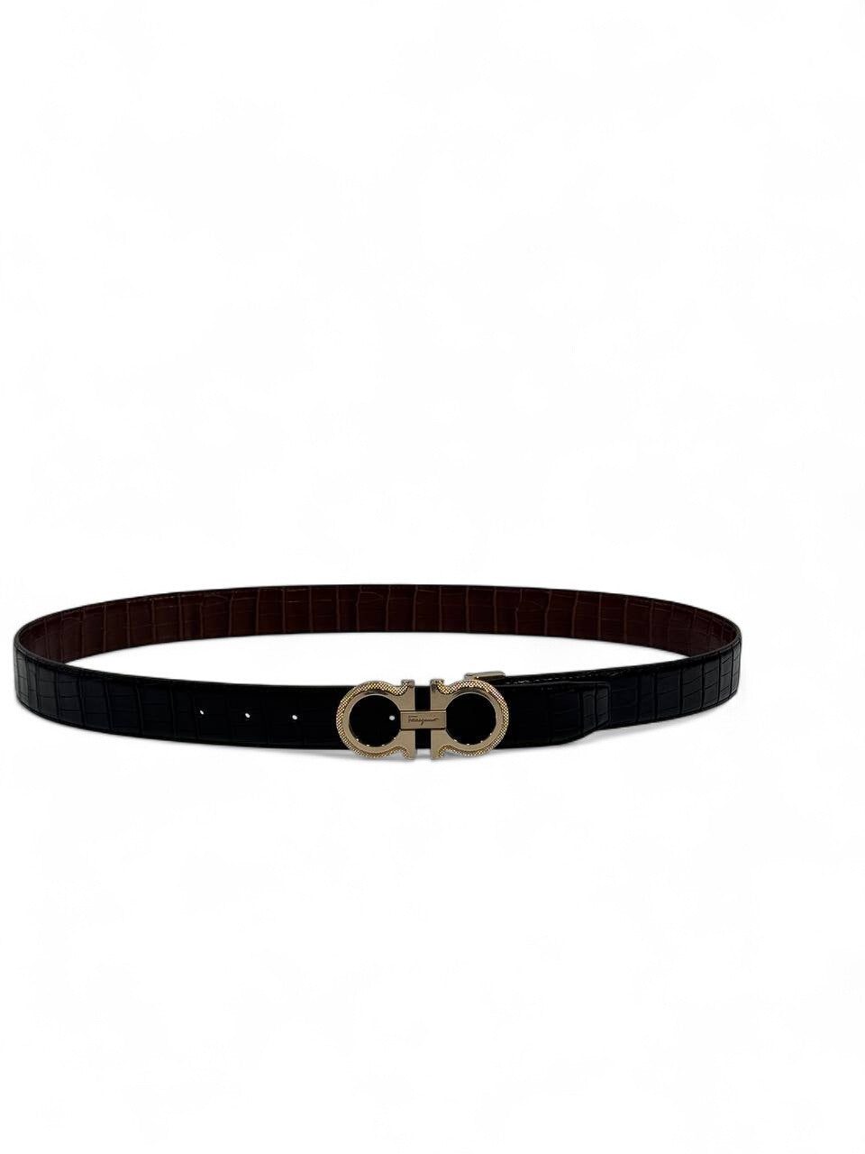 Ferragamo Signature Gancini Belt đź–¤ (115 cm) | Double-Faced Black & Brown Elegance