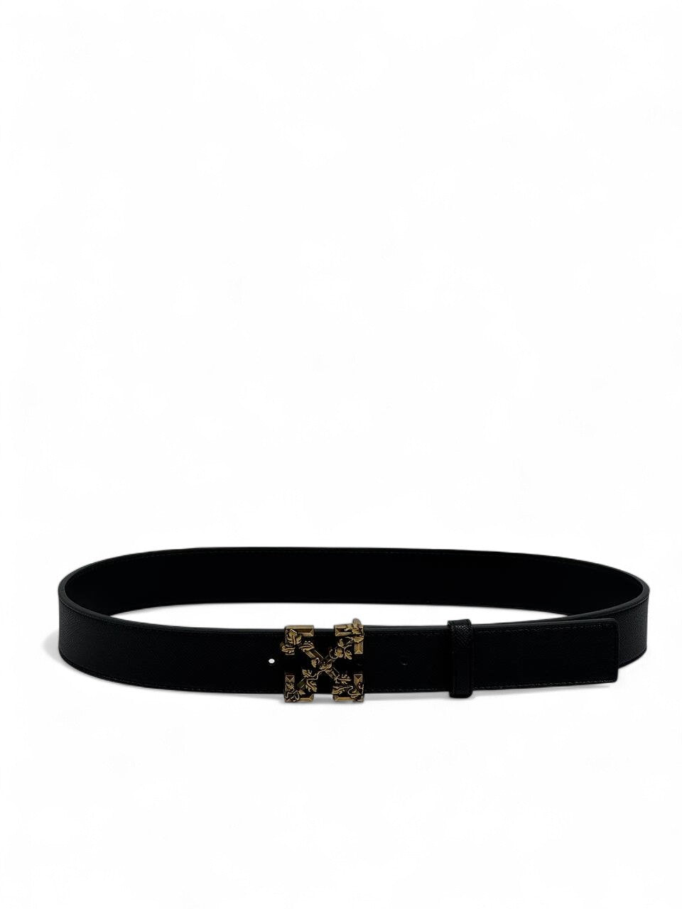 Off-White™ Gold Arrow Floral Belt 🌿 (110 cm | Luxury Black Edition)
