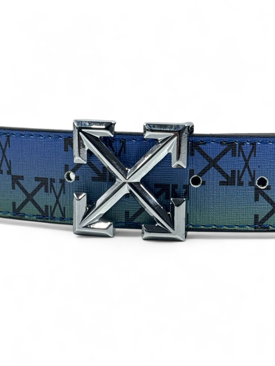 Off-White™ Gradient Blue Arrow Belt 💙 (130 cm | Silver Buckle Edition)