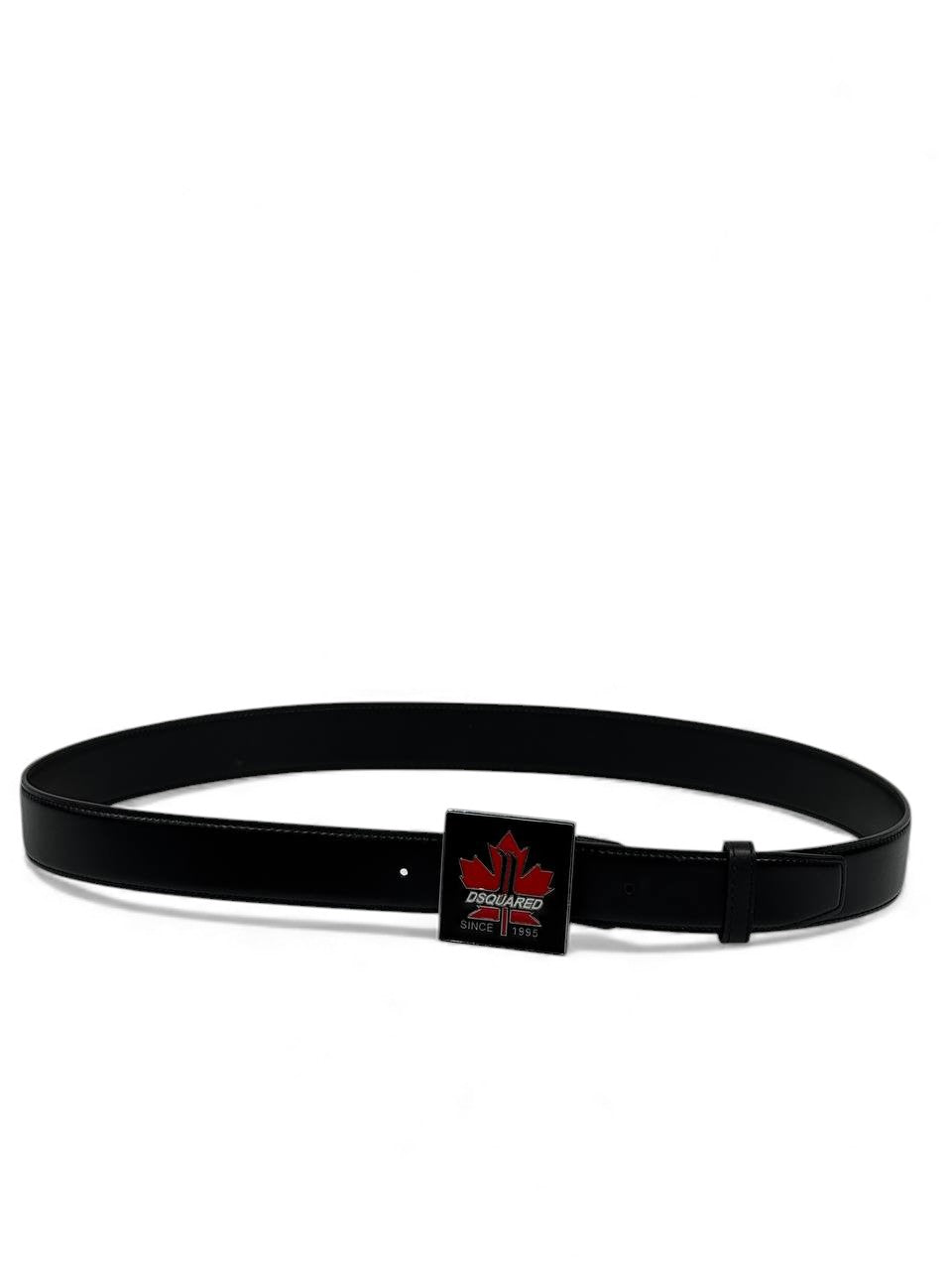 🔥 Dsquared2 Maple Leaf Leather Belt – Black Edition (125 cm) 🔥