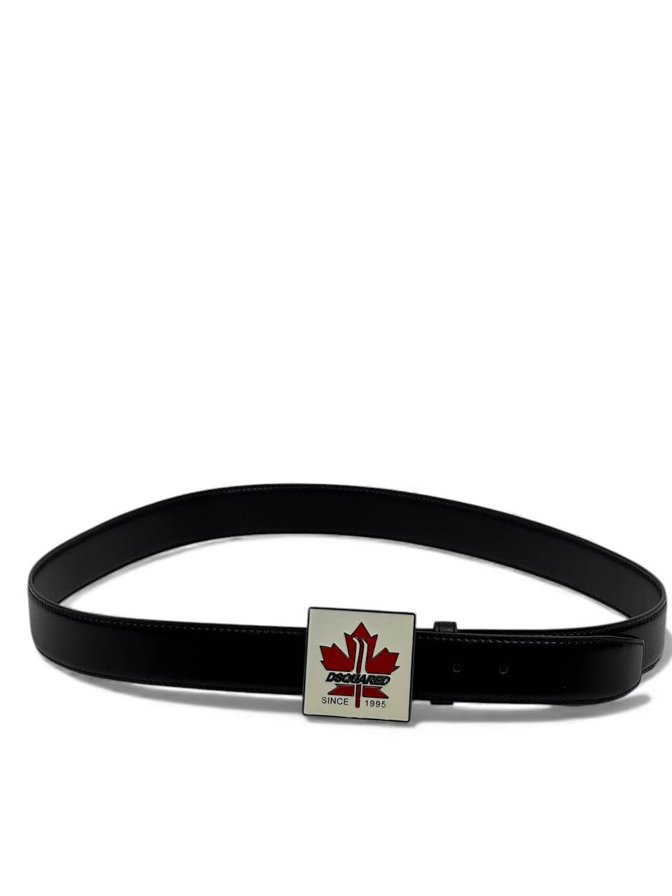 đ Dsquared2 Maple Leaf Leather Belt â Black Edition (130 cm) đ