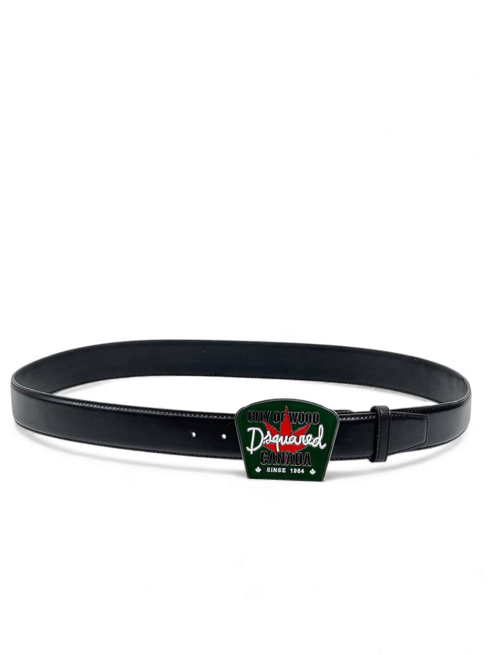 🌲 Dsquared2 “City of Wood” Canada Leather Belt – Black Edition (120 cm) 🌲