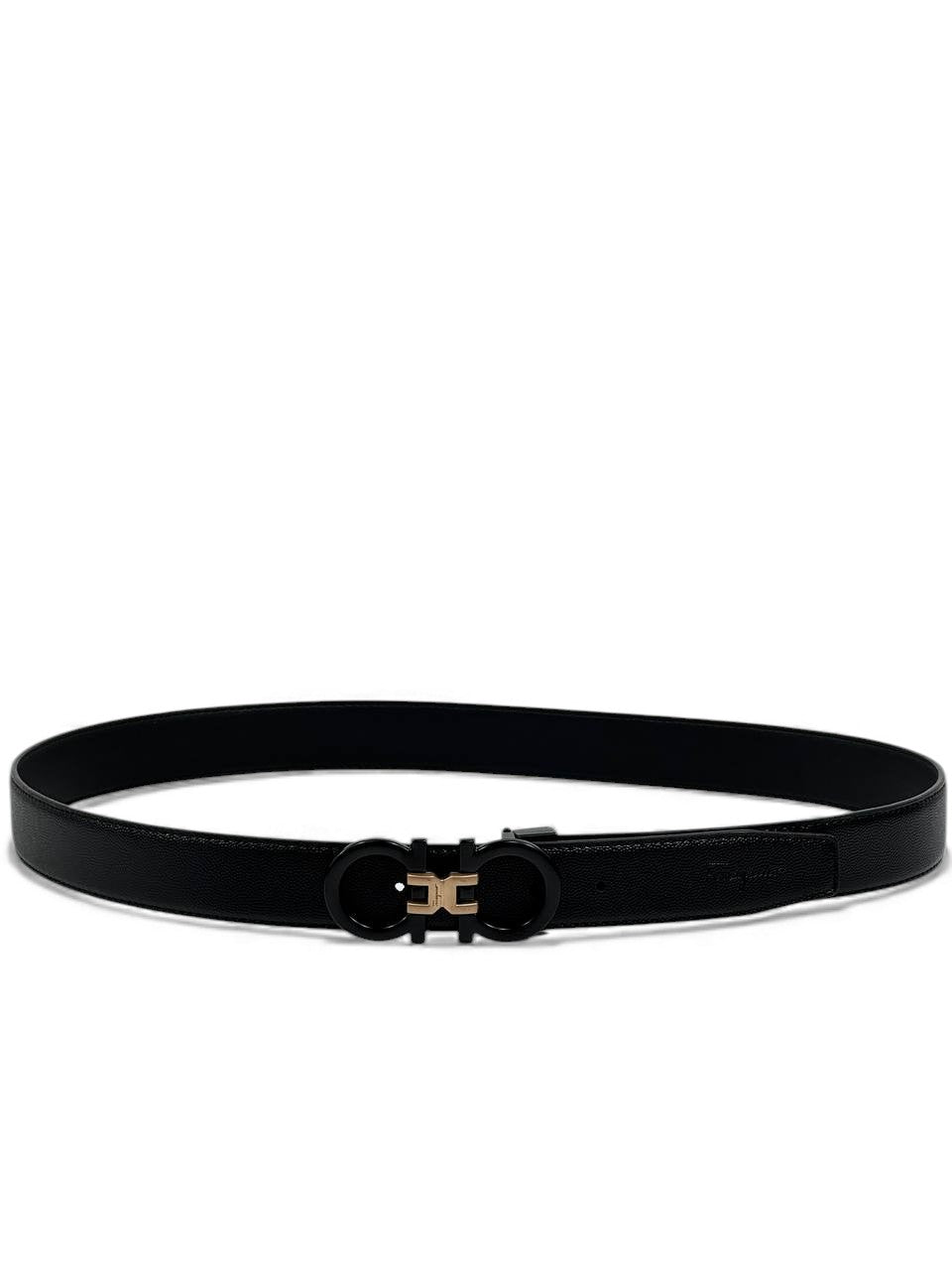 🖤 Salvatore Ferragamo Gancini Reversible Leather Belt – Black & Gold Accent (120 cm) 🖤