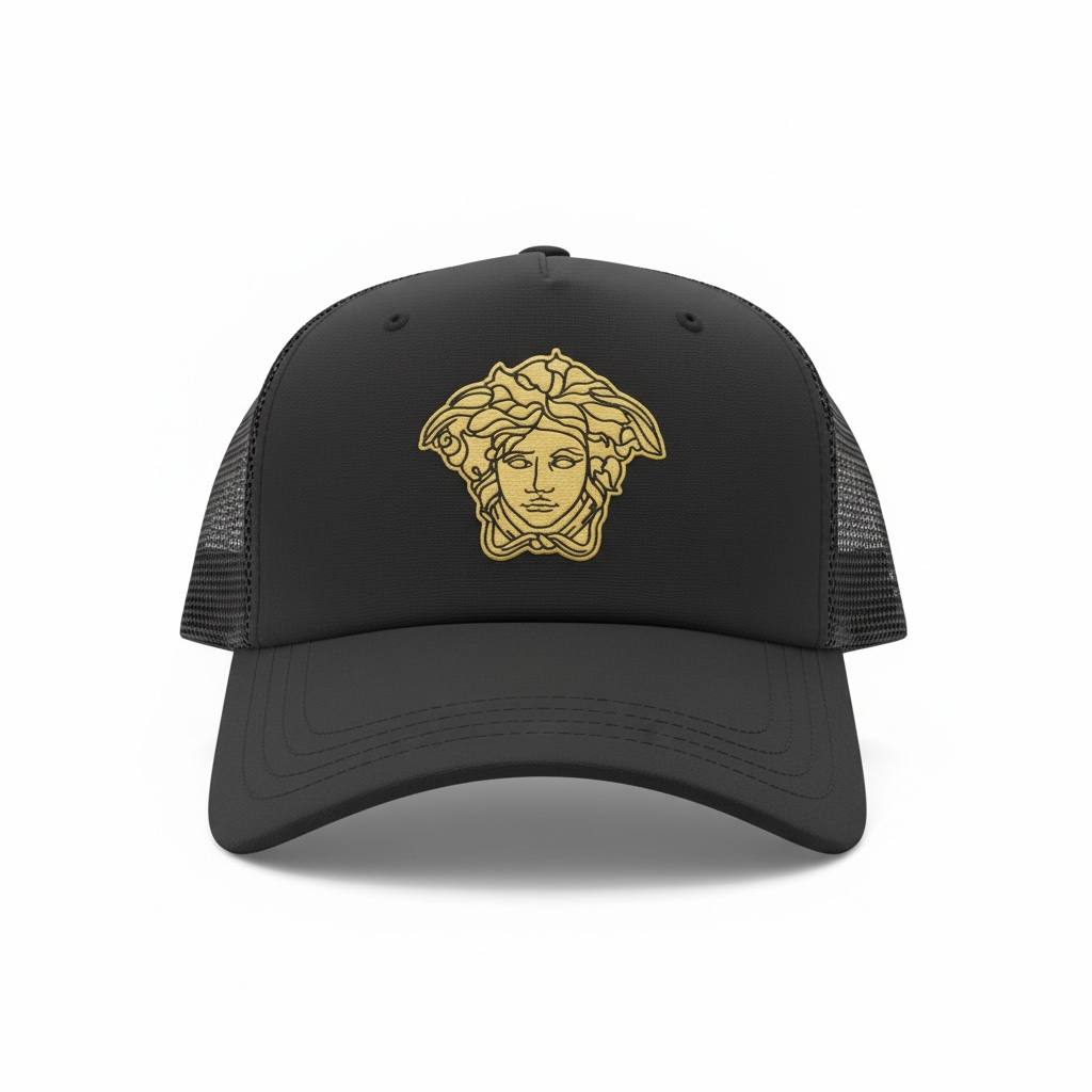 Versace Medusa Black Trucker Cap β Gold Icon Edition ππ€β¨
