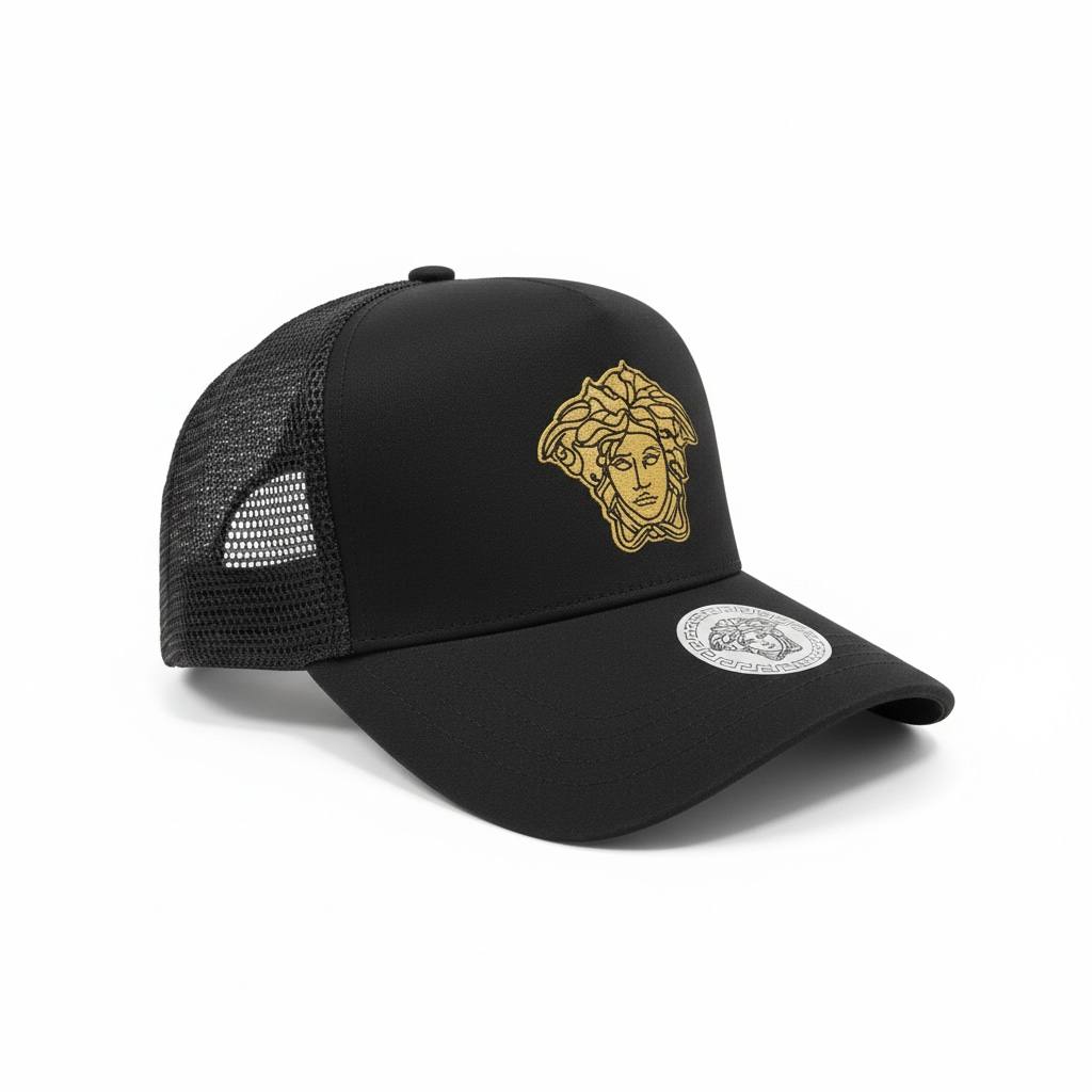 Versace Medusa Black Trucker Cap β Gold Icon Edition ππ€β¨