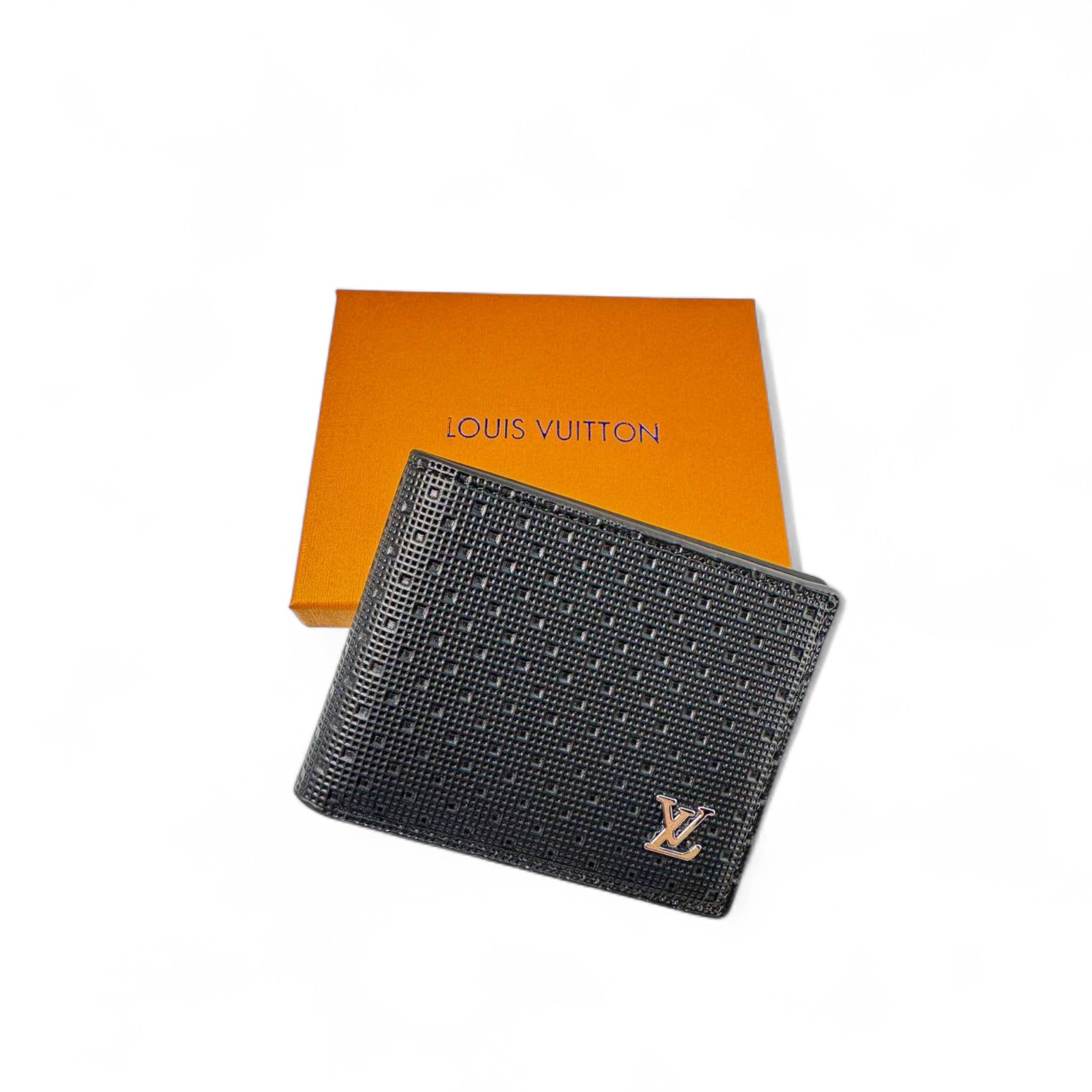 π€ Louis Vuitton Black Textured Leather Wallet β Menβs Luxury Bifold with LV Logo π€