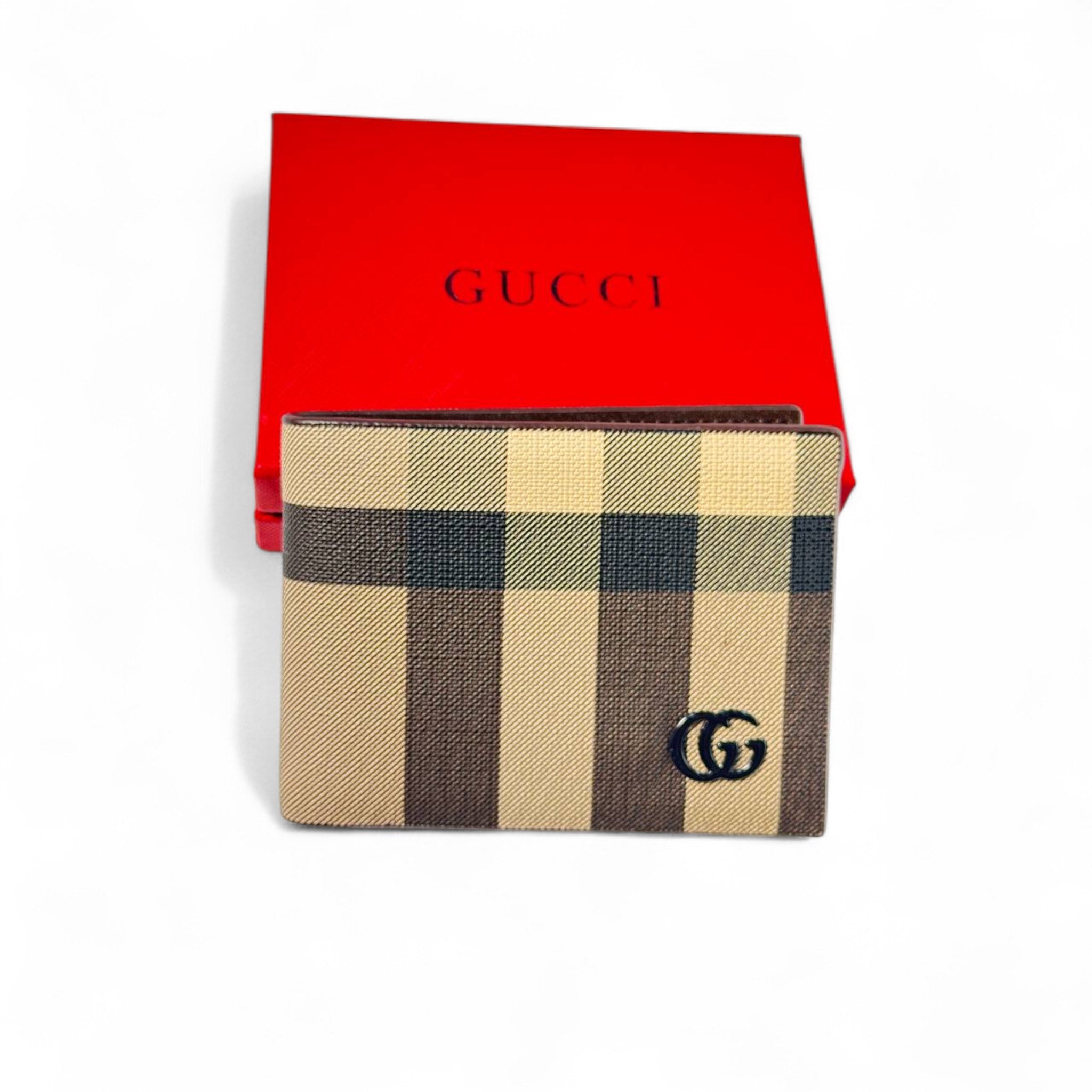 Gucci Beige Checkered Canvas Wallet with GG Logo πβ¨