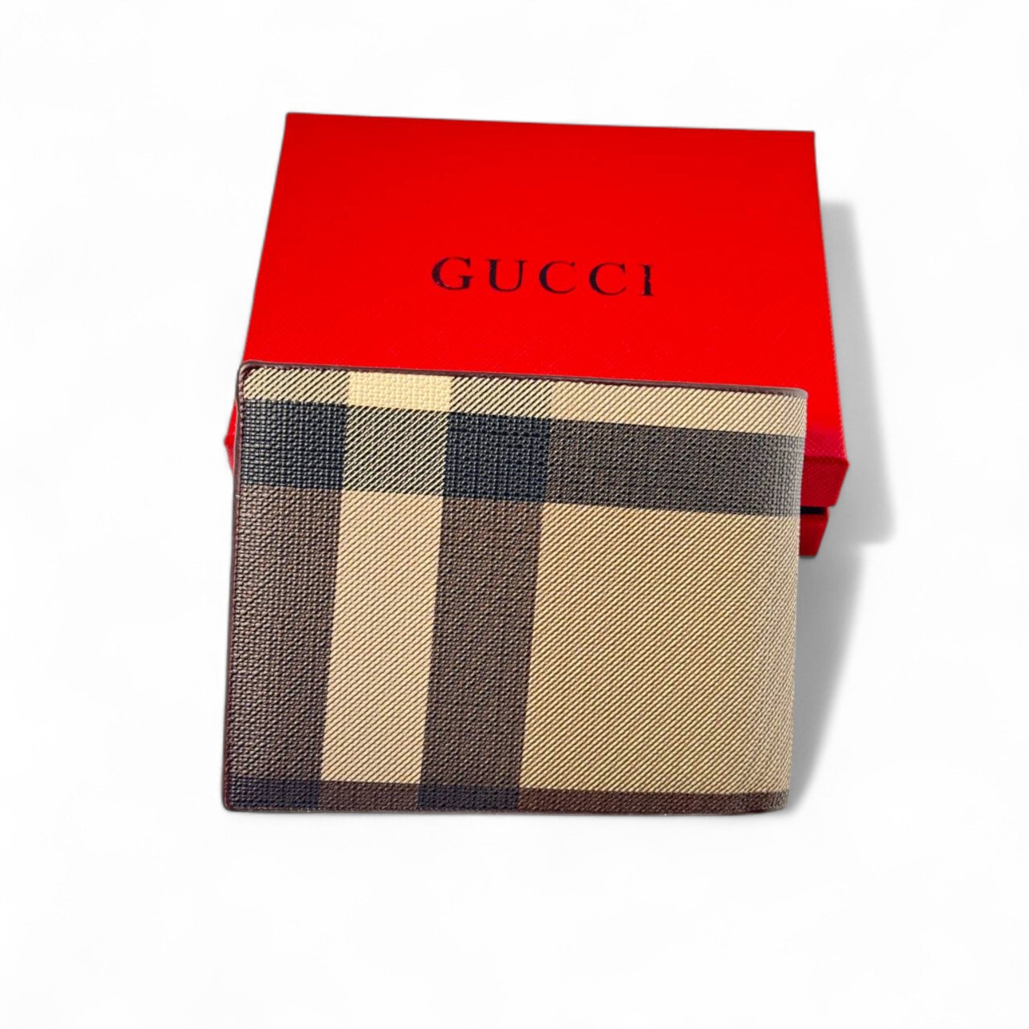 Gucci Beige Checkered Wallet with Black GG Logo πβ¨