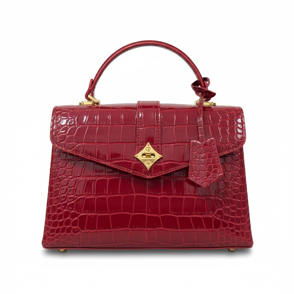 Louis Vuitton Crocodile-Embossed Top-Handle Bag β Deep Red πβ€οΈ