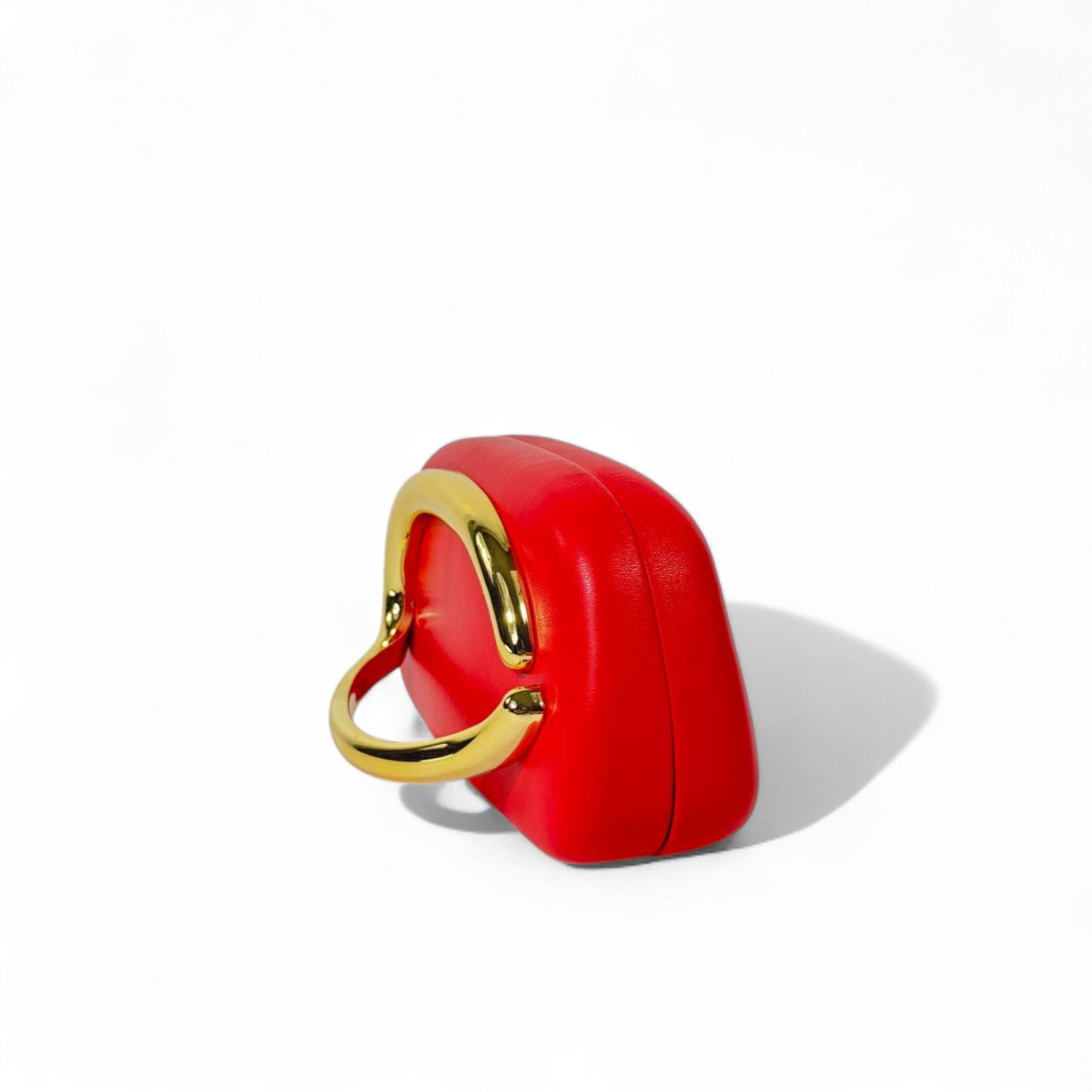 ZARA Red Sculptural Clutch – Gold C-Shaped Hardware Statement Bag ❤️✨