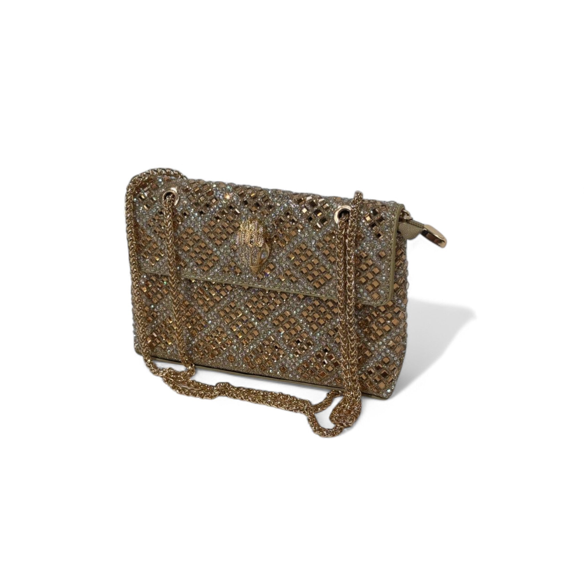 Gold Crystal Shoulder Bag – Embellished Chain Purse with Hamsa Clasp ✨🪬