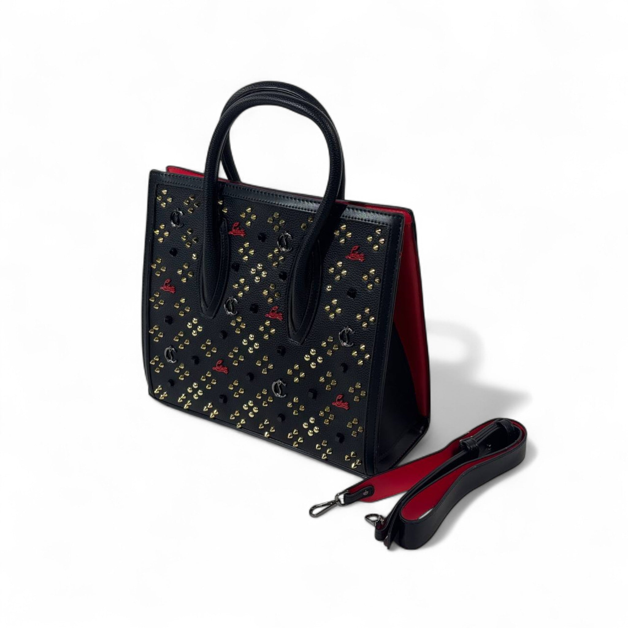 🖤 Christian Louboutin Cabata Tote Bag – Black Leather with Gold Studs