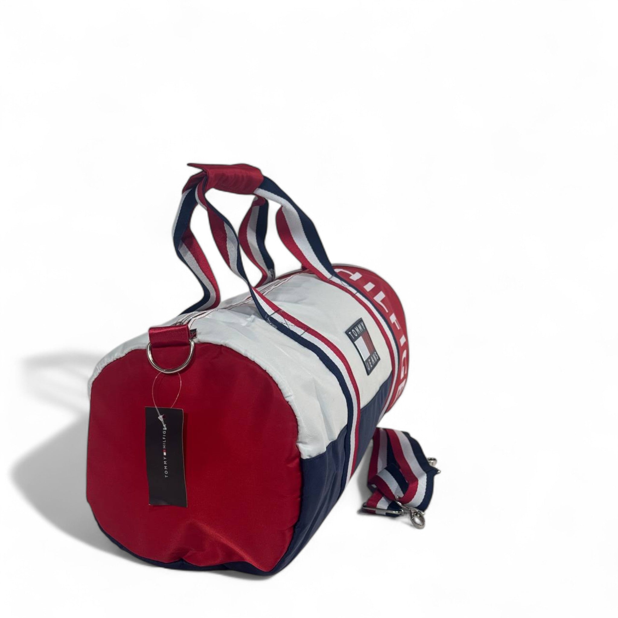 Tommy Jeans Retro Duffel Bag β Red, Navy & White πΊπΈπ§³ (Adjustable Strap)